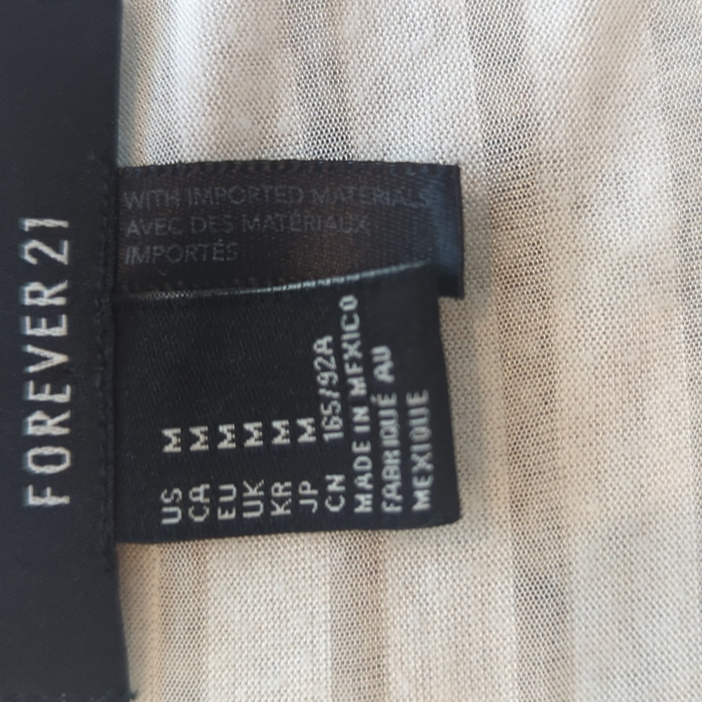 Forever 21 Sheer Long Sleeve Striped Top Off White Size Medium - Picture 3 of 5